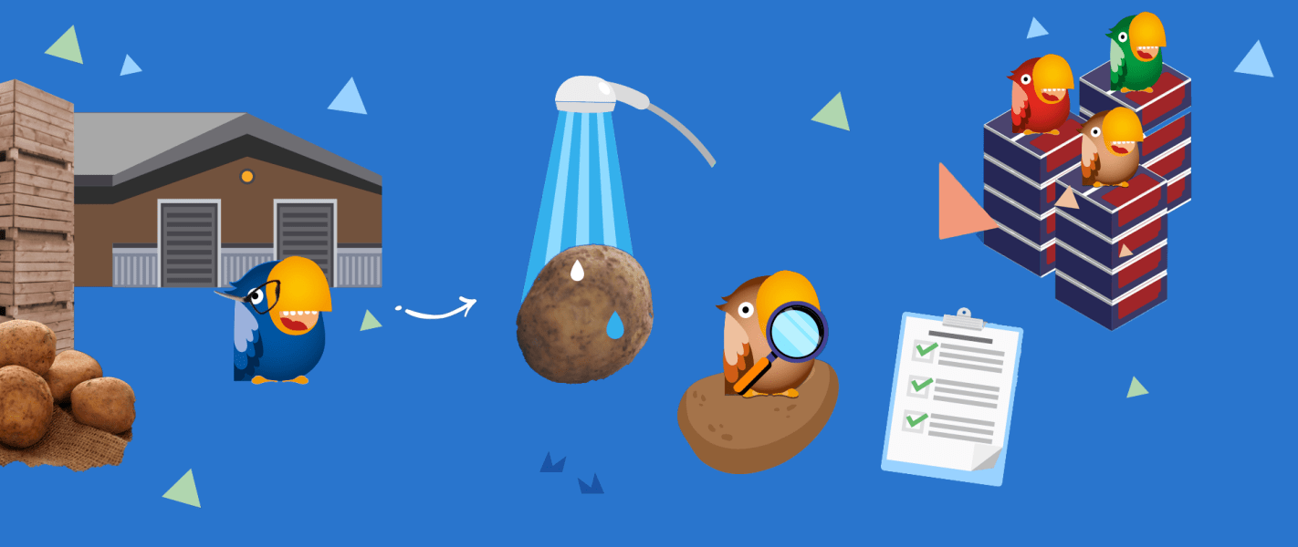 Comment sont fabriquées des chips? 1. Les ingrédients et la livraison 2. Stockage 3. Nettoyage et séléction 4. Épluchage 5. Découpe 6. Encore un lavage 7. Le four 8. Contrôle 9. Herbes 10. Emballage 11. Transport