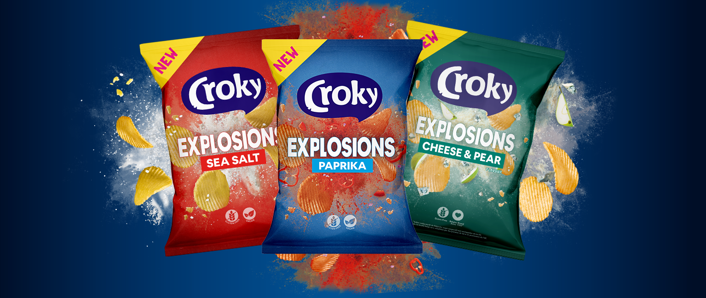 Croky Explosions Sea Salt, Paprika, Cheese & Pear